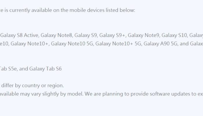 A screenshot of support Samsung Dex phones.