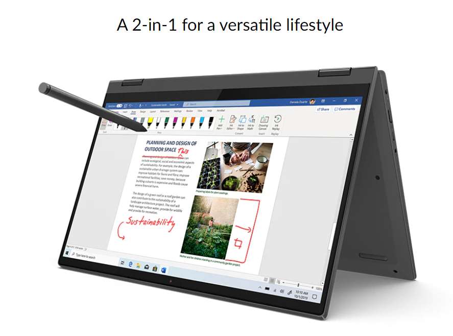 A picture of the Lenovo Flex 5, a good laptop with a touchscreen