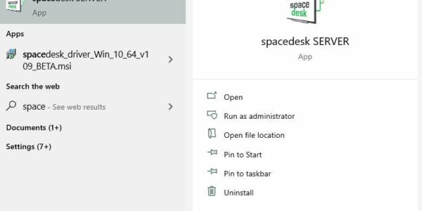 A screenshot showing the Space Desk Server location