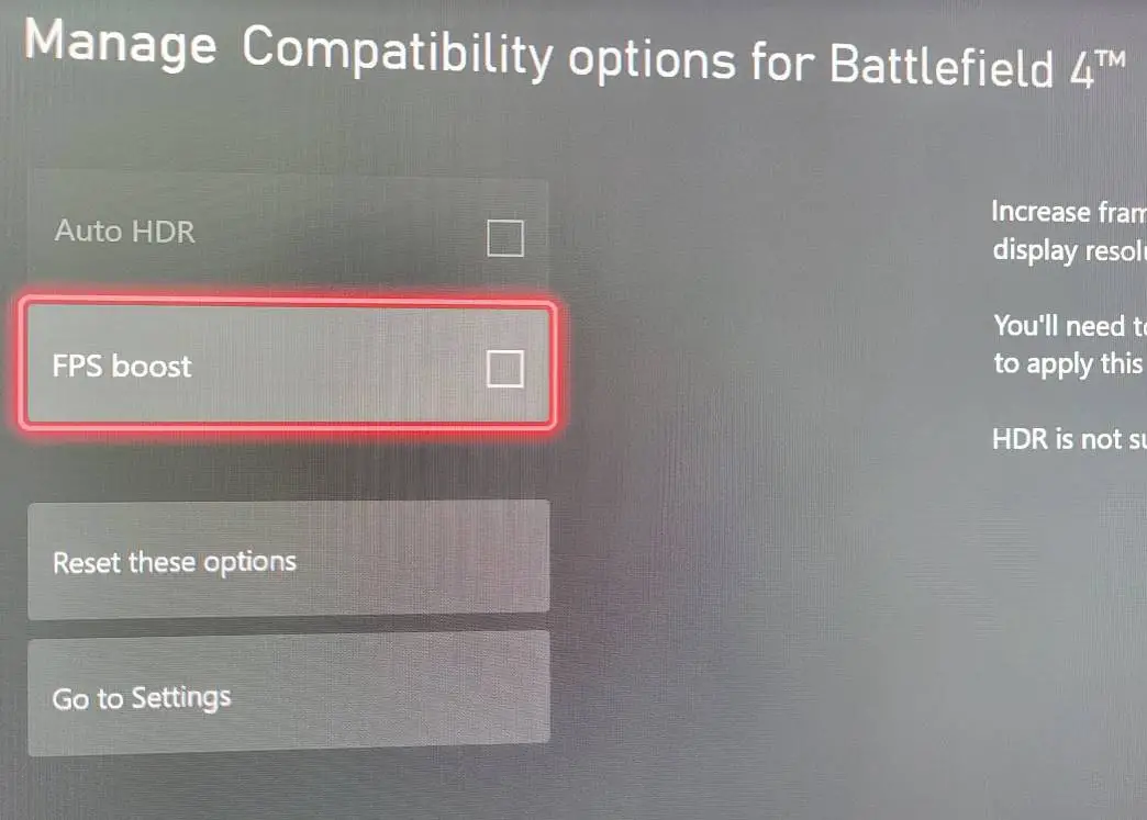 Fps Boost for Battlefield 4 on Xbox Series