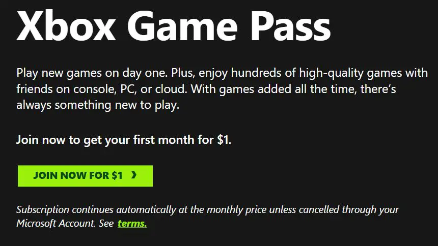 xbox game pass ultimate advertisement