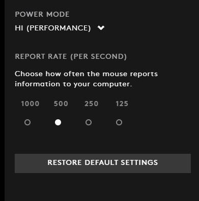 mouse polling rate on logitech g hub