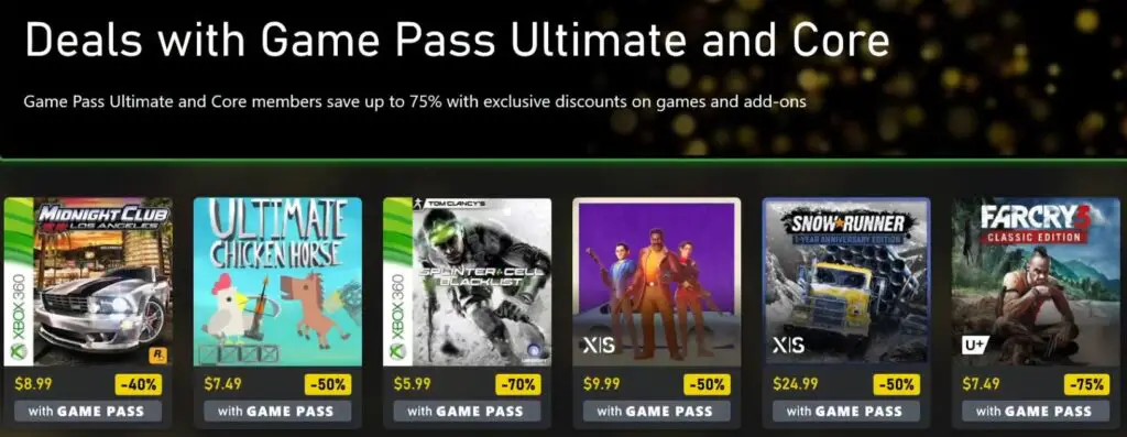 Deals with Game Pass subscription.