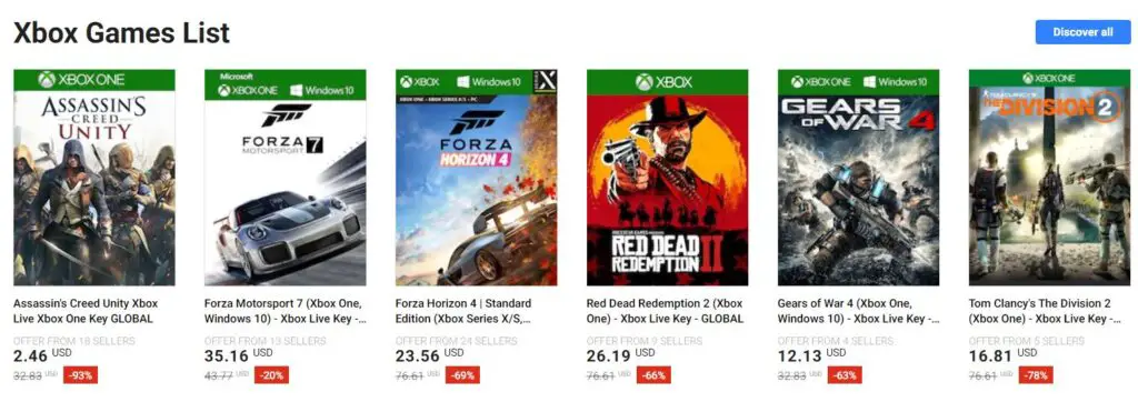 G2A Xbox game deals.